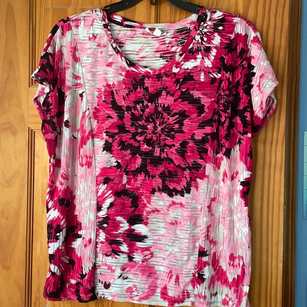 XL Dana Buchman pink flower tunic top